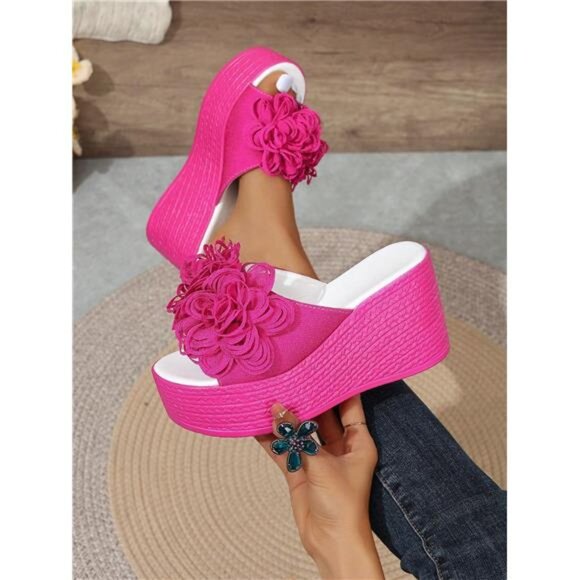 Variété Boutique Shoes - Women's Summer Floral Print Platform Wedge Sandals With Bright Colors